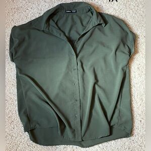 SHEIN Army Green Button-Down Shirt